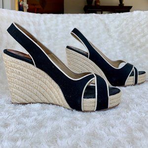 Christian Louboutin Black Espadrille Wedges